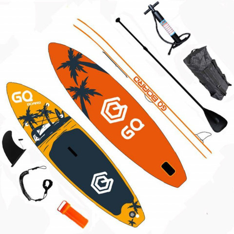 Сапборд GQ COCO (335*81*15) желто-черный с пальмами, код 78929